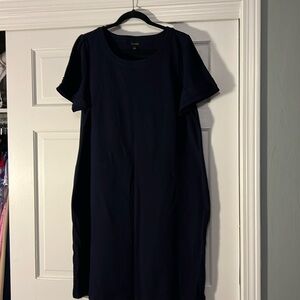 Talbots Navy Blue Tee Dress Crochet Sleeves XL